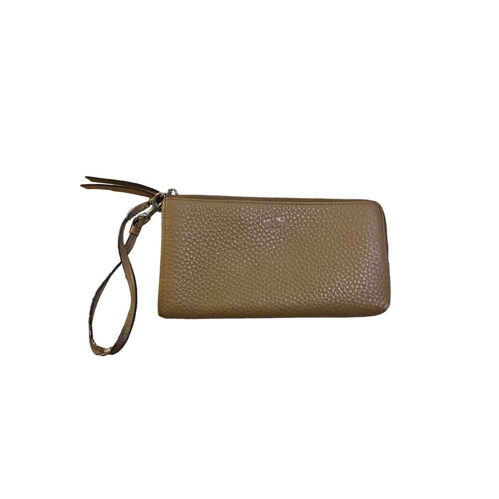 Coach Pebbled Leather Bleeker L-Zip Wristlet Wallet in Brindle